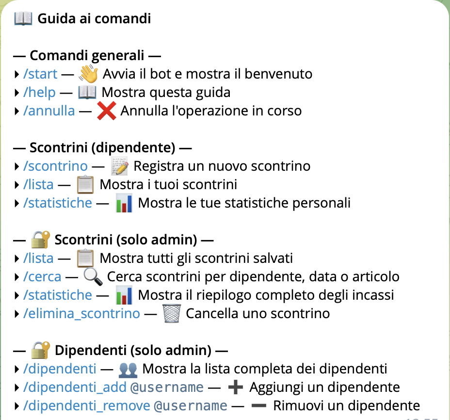 Esempio comando help