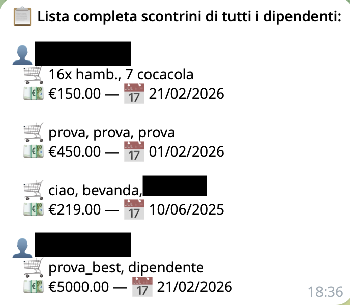 Lista scontrini admin